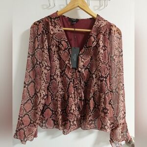 HAVER Pink and Brown Snake Print Blouse